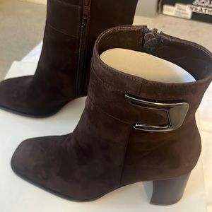 Chantal chocolate suede ankle boot , made in Italy
